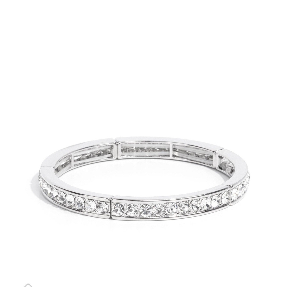Paparazzi Silver Crystal Stretch Bracelet Dashing Declaration Fashion Jewelry